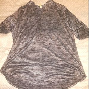 Perception Metallic Gray Knit Blouse